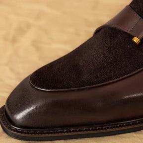 Sapato Masculino Loafer Lusan Em Couro E Camurça