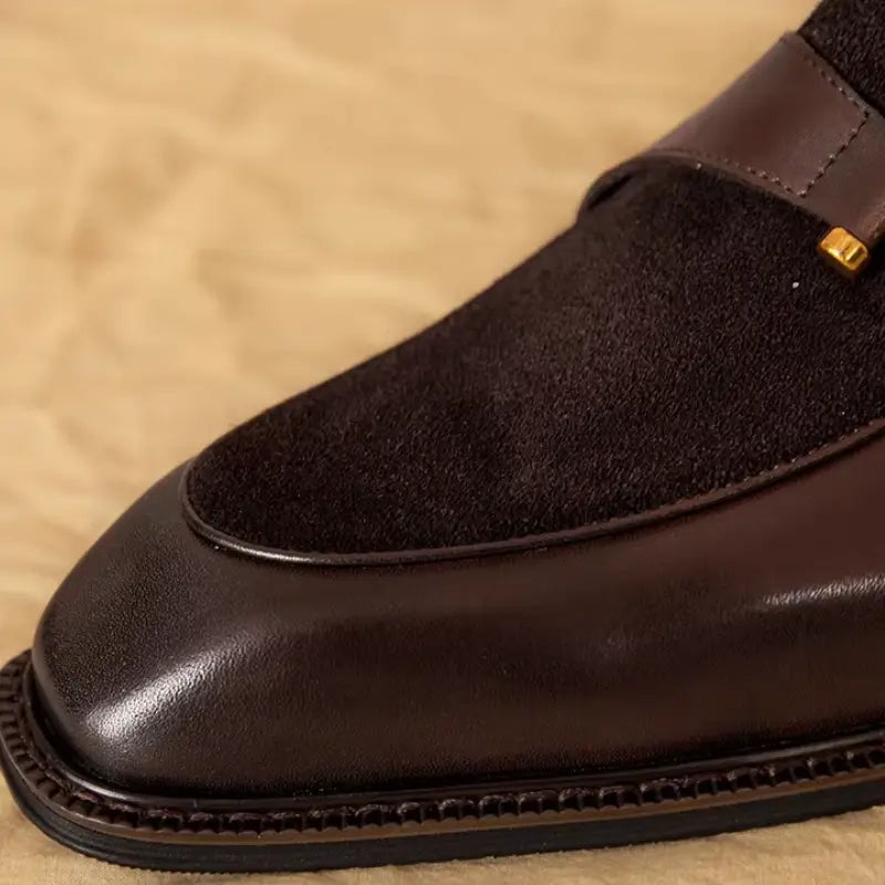 Sapato Masculino Loafer Lusan Em Couro E Camurça