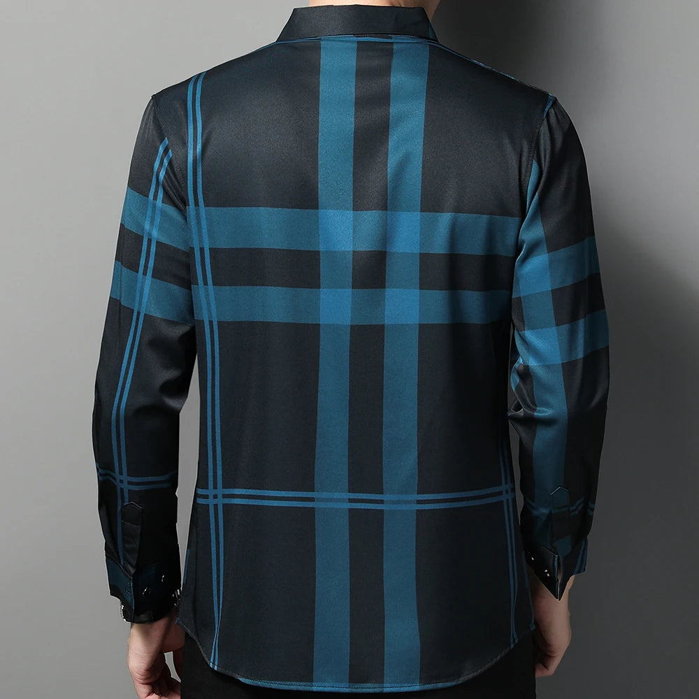Camisa Social Masculina Xadrez Em Fibra de Bambu