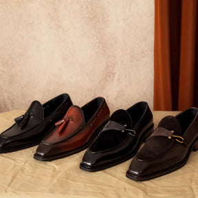 Sapato Masculino Loafer Lusan Em Couro E Camurça