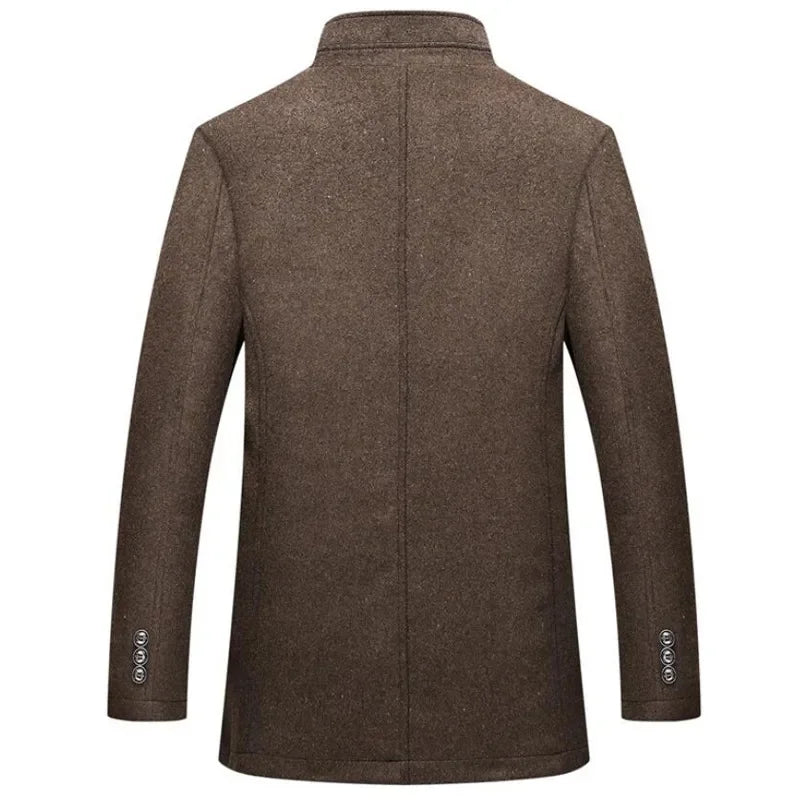 sobretudo masculino lã premium com forro removível gola alta inverno