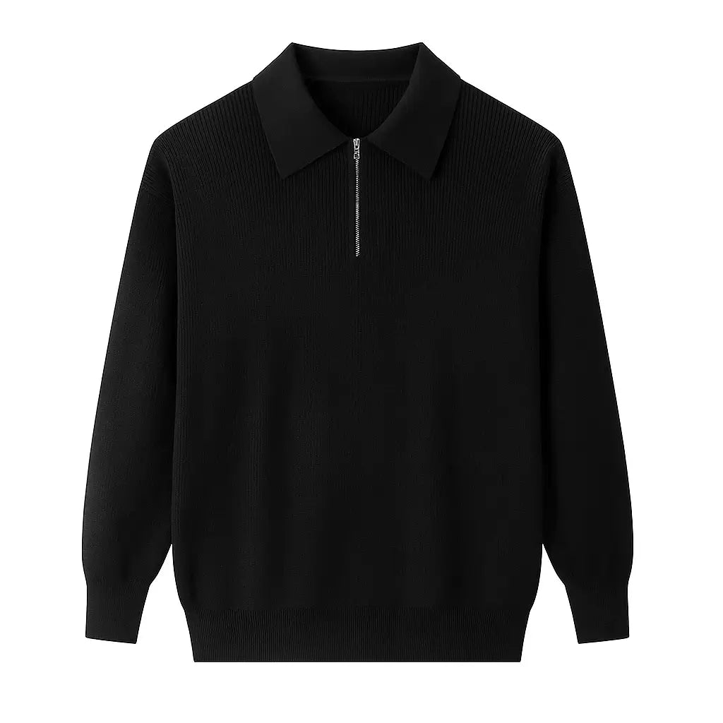 Suéter Masculino com Zíper e Gola Polo