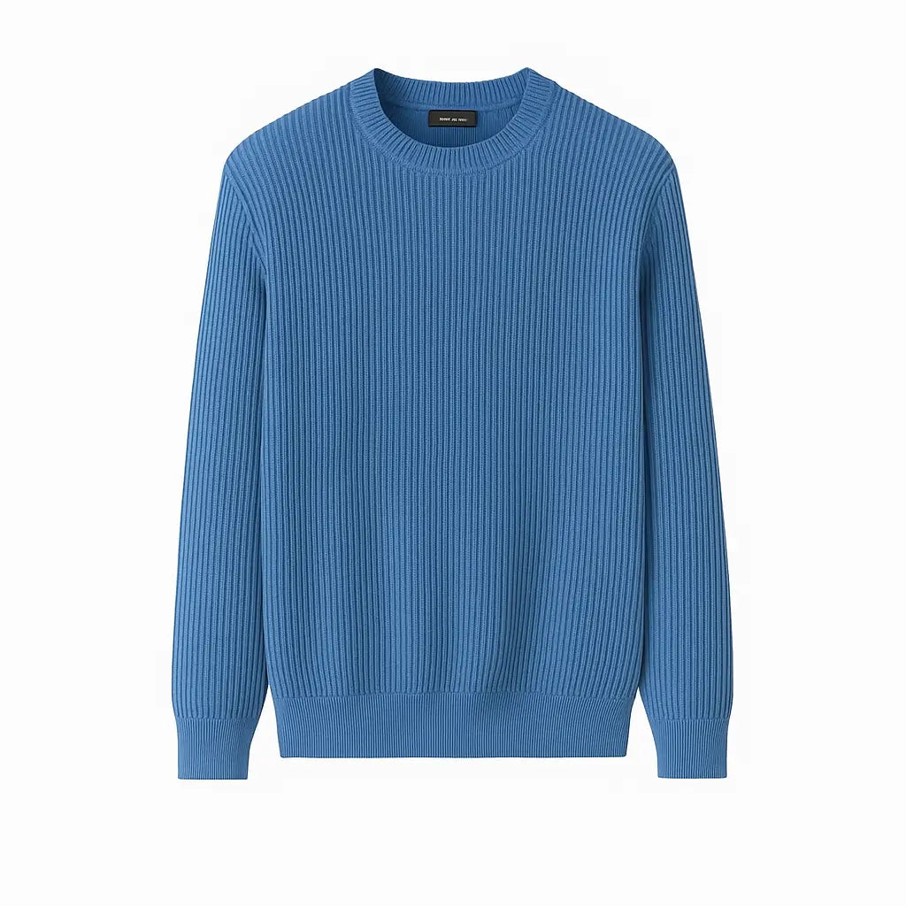 Suéter Masculino de Tricô Grosso em Lã e Algodão