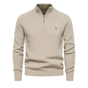 Suéter Masculino Meio Zíper Em Lã