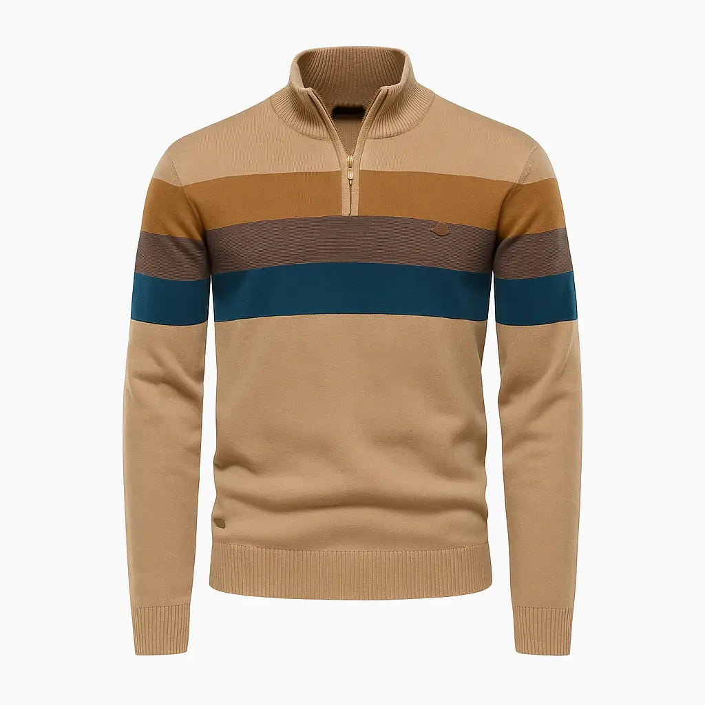 Suéter Masculino Em Lã Fina Com Zíper