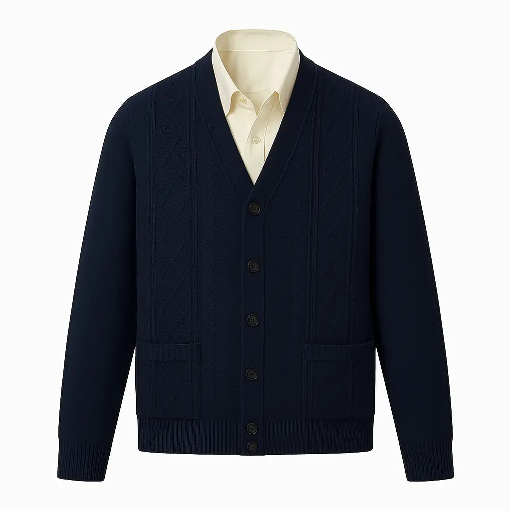 Cardigan Masculino Manga Longa e Gola V