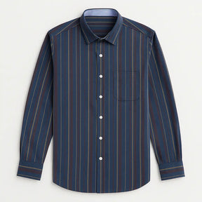 Camisa Listrada Masculina Oxford Verona em algodão premium, manga longa