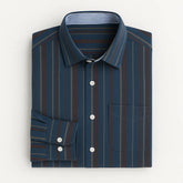 Camisa Listrada Masculina Oxford Verona em algodão premium, manga longa