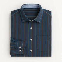 Camisa Listrada Masculina Oxford Verona em algodão premium, manga longa