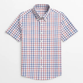 camisa social masculina slim fit xadrez , manga curta em algodão oxford