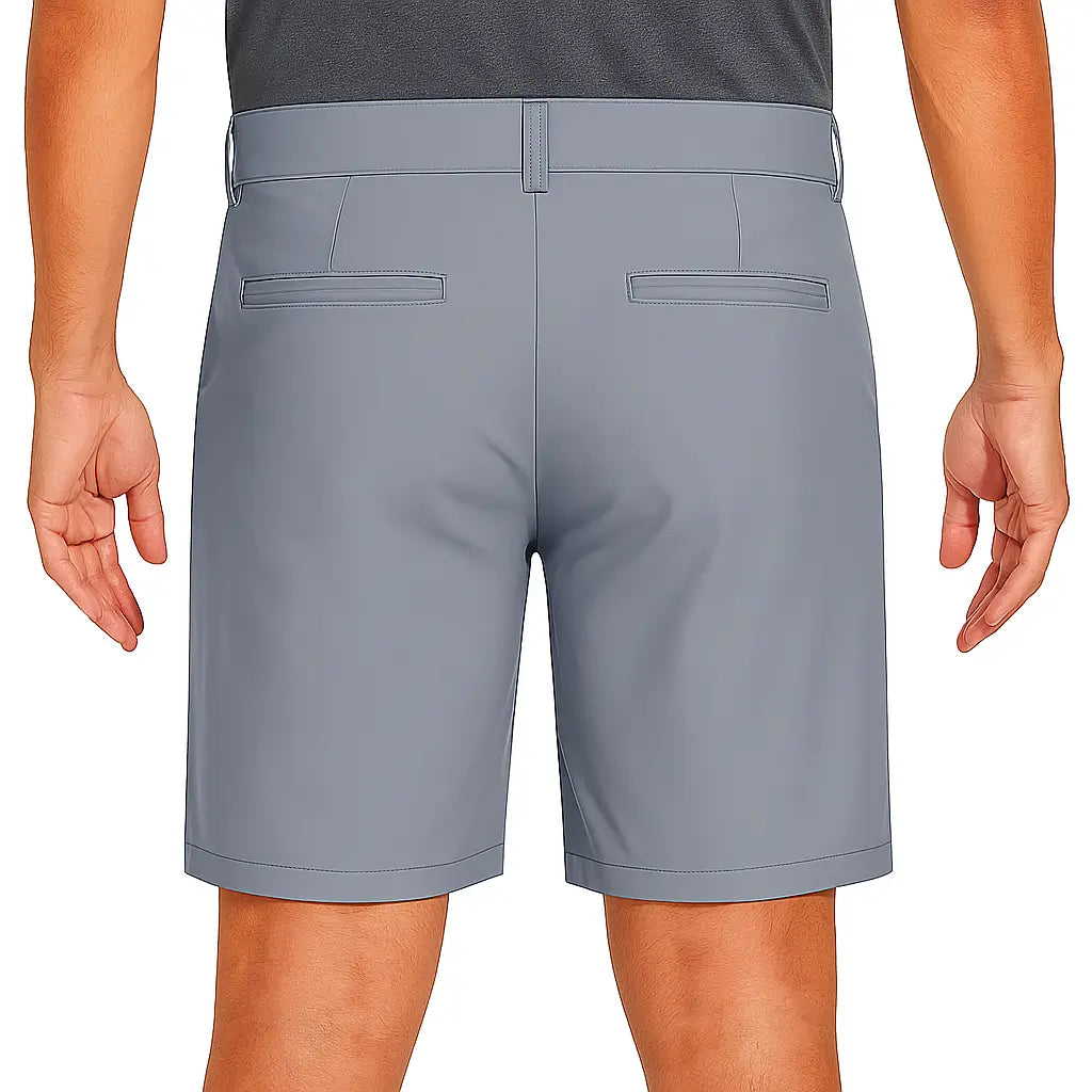 Bermuda social masculina preta casual, tecido leve com elastano e caimento elegante.