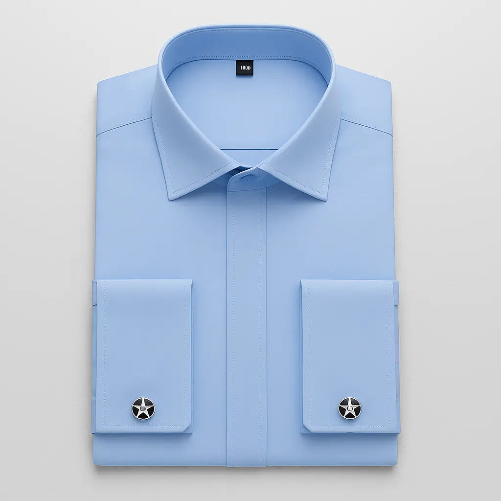 Camisa Social Masculina Business com abotoadeira de luxo e algodão premium