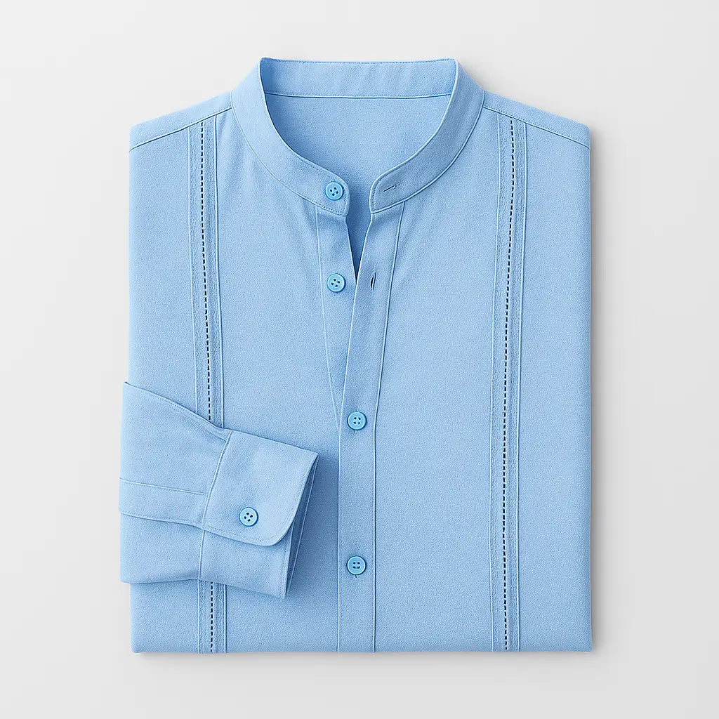 Camisa Masculina Casual Manga Longa e Gola Padre