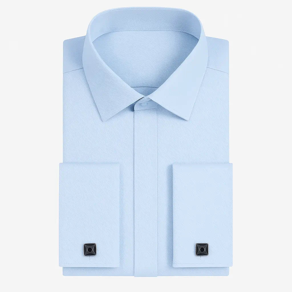 Camisa Social Masculina Punho duplo com abotoadeira de luxo e algodão premium