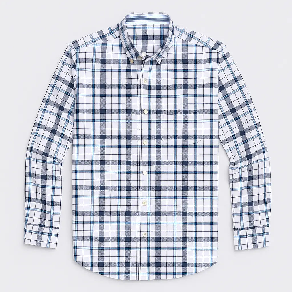 Camisa Masculina Xadrez Manga Longa De Algodão