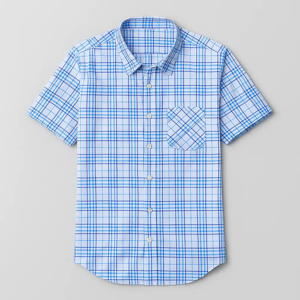 Camisa Masculina Xadrez Manga Curta - Mônaco