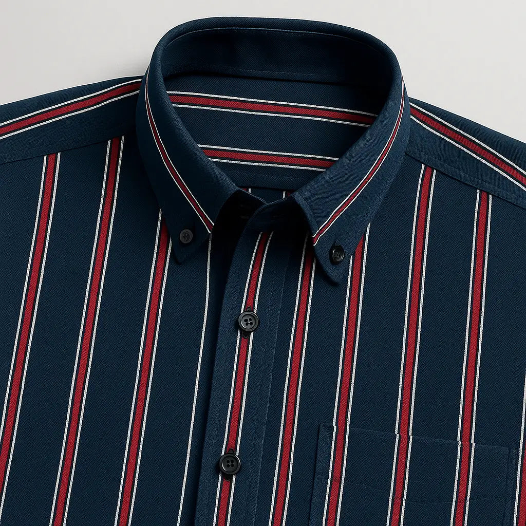 Camisa Social Masculina Listrada feita com algodão e poliéster de alta qualidade