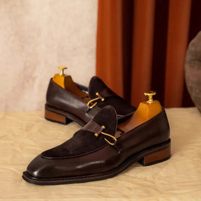 Sapato Masculino Loafer Lusan Em Couro E Camurça