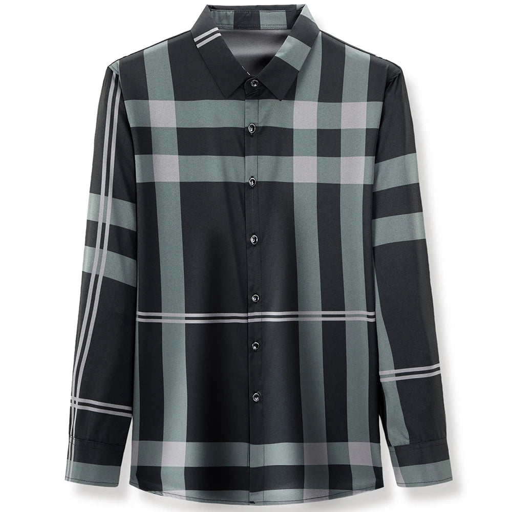 Camisa Social Masculina Xadrez Em Fibra de Bambu