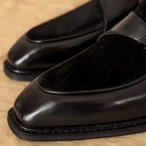 Sapato Masculino Loafer Lusan Em Couro E Camurça