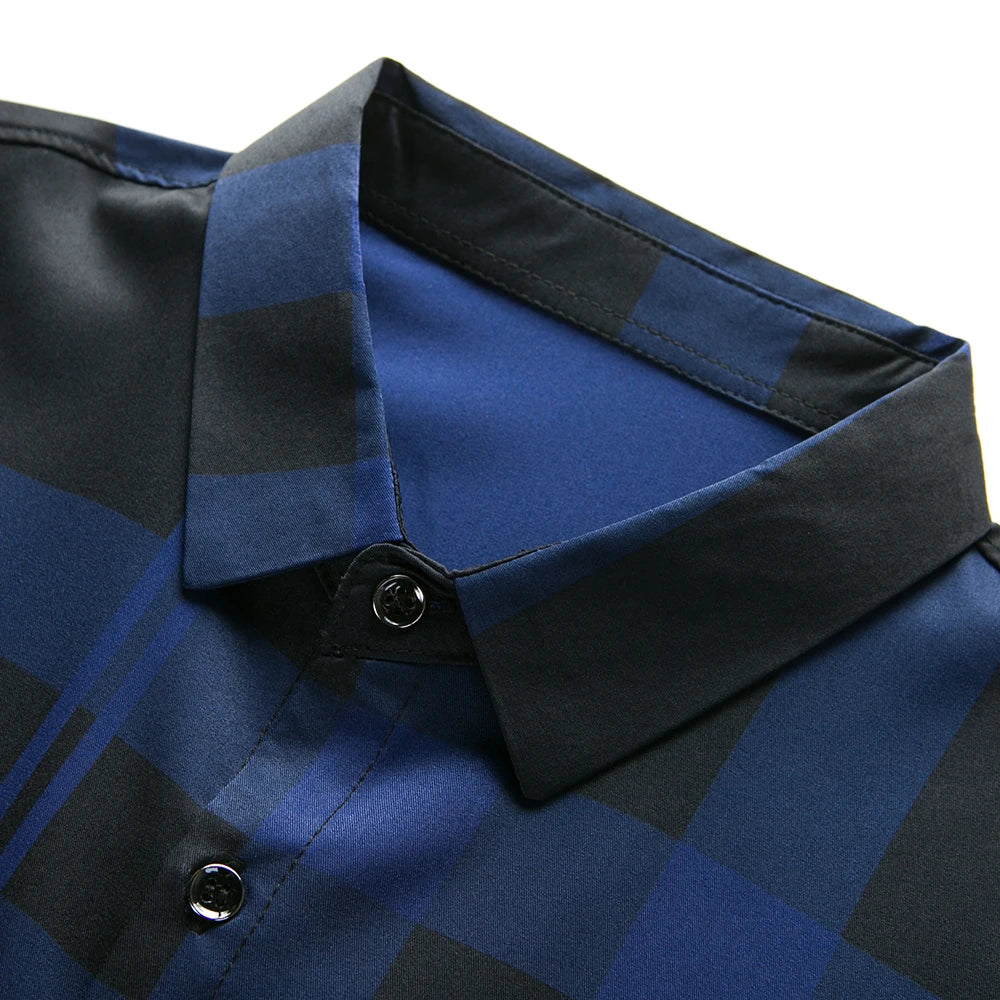 Camisa Social Masculina Xadrez Em Fibra de Bambu