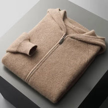 Cardigan Masculino com Capuz em Lã Merino 