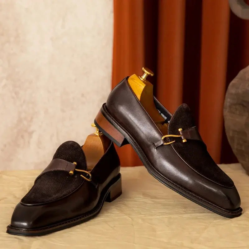 Sapato Masculino Loafer Lusan Em Couro E Camurça