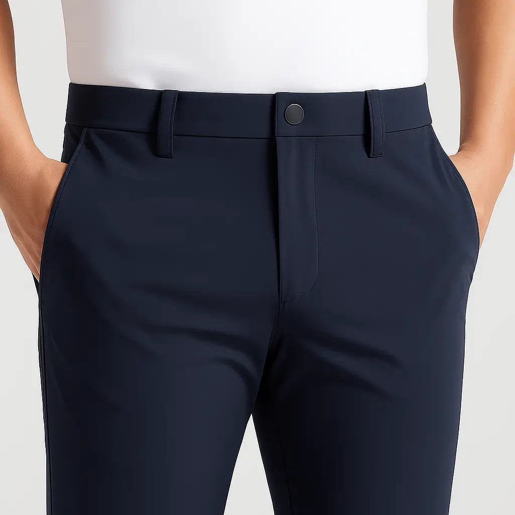 Calça masculina MODAL PLUS Quick Dry em nylon e spandex, leve e respirável, com bolsos com zíper, ideal para verão, lazer e esportes.