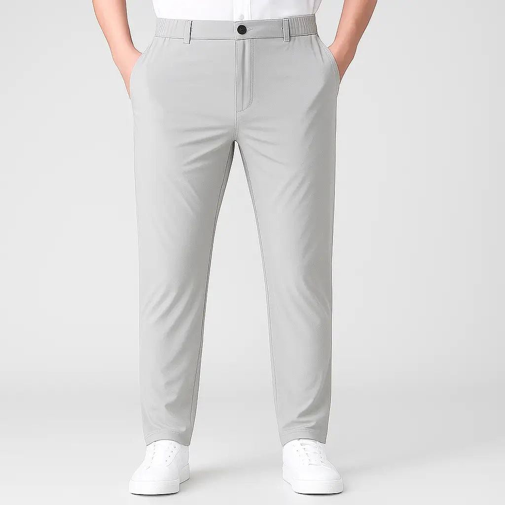 Calça masculina MODAL PLUS Ultra Thin  em tecido ice silk ultrafino, destacando frescor, leveza e secagem rápida para o verão.