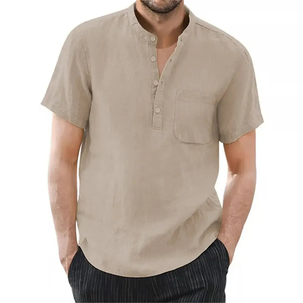Camisa Linho Masculina Casual 100% Algodão e manga curta