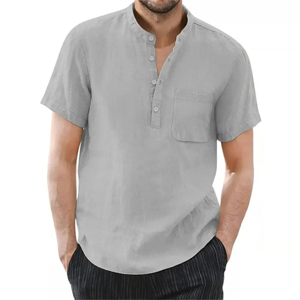 Camisa Linho Masculina Casual 100% Algodão e manga curta