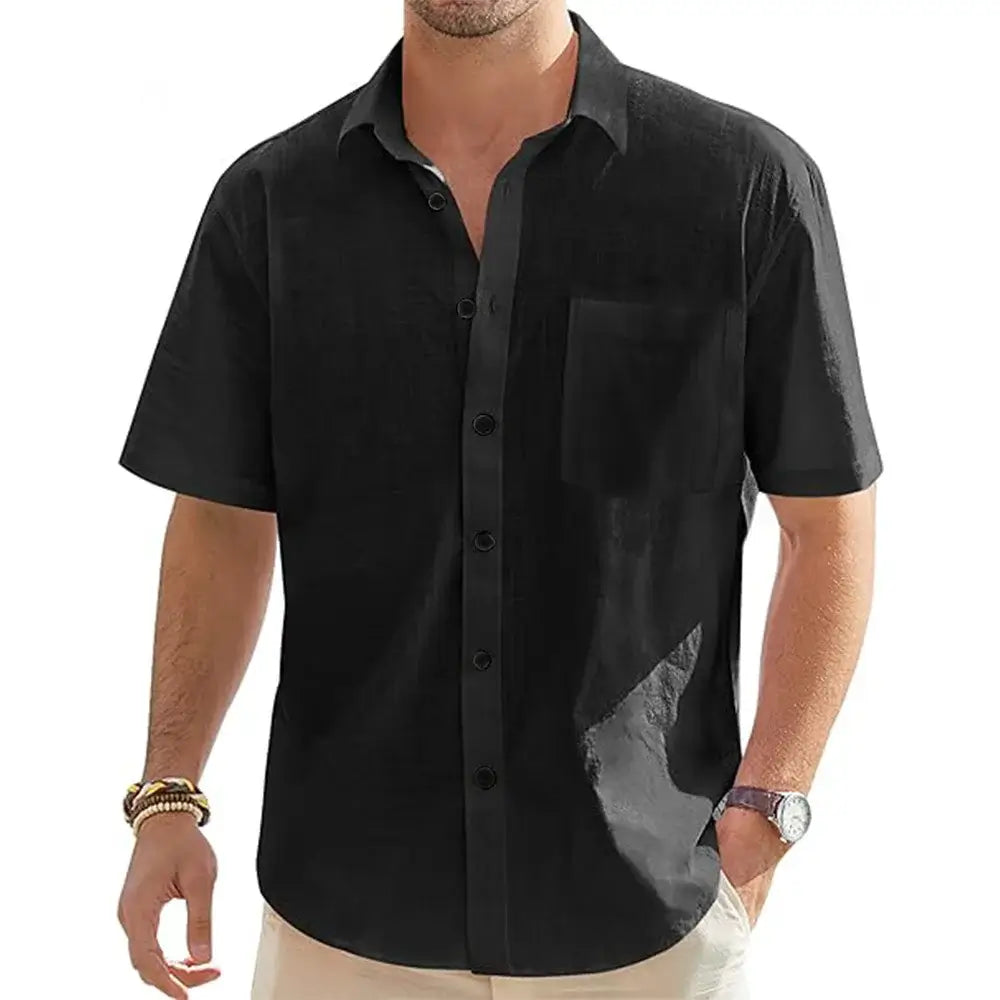 Camisa Linho Masculina Verão 100% Linho, manga curta