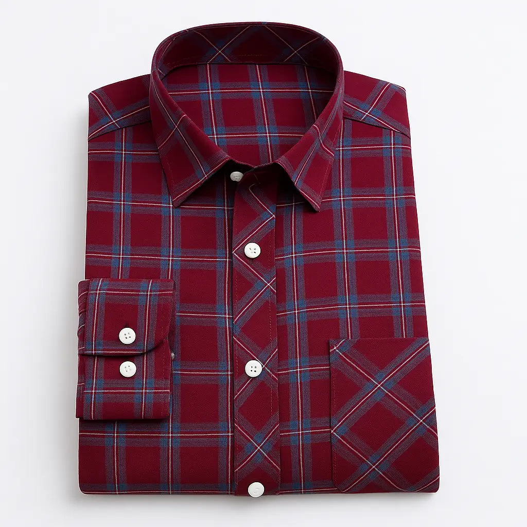 Camisa masculina de flanela xadrez  em algodão, manga longa, estilo casual para dias frios.