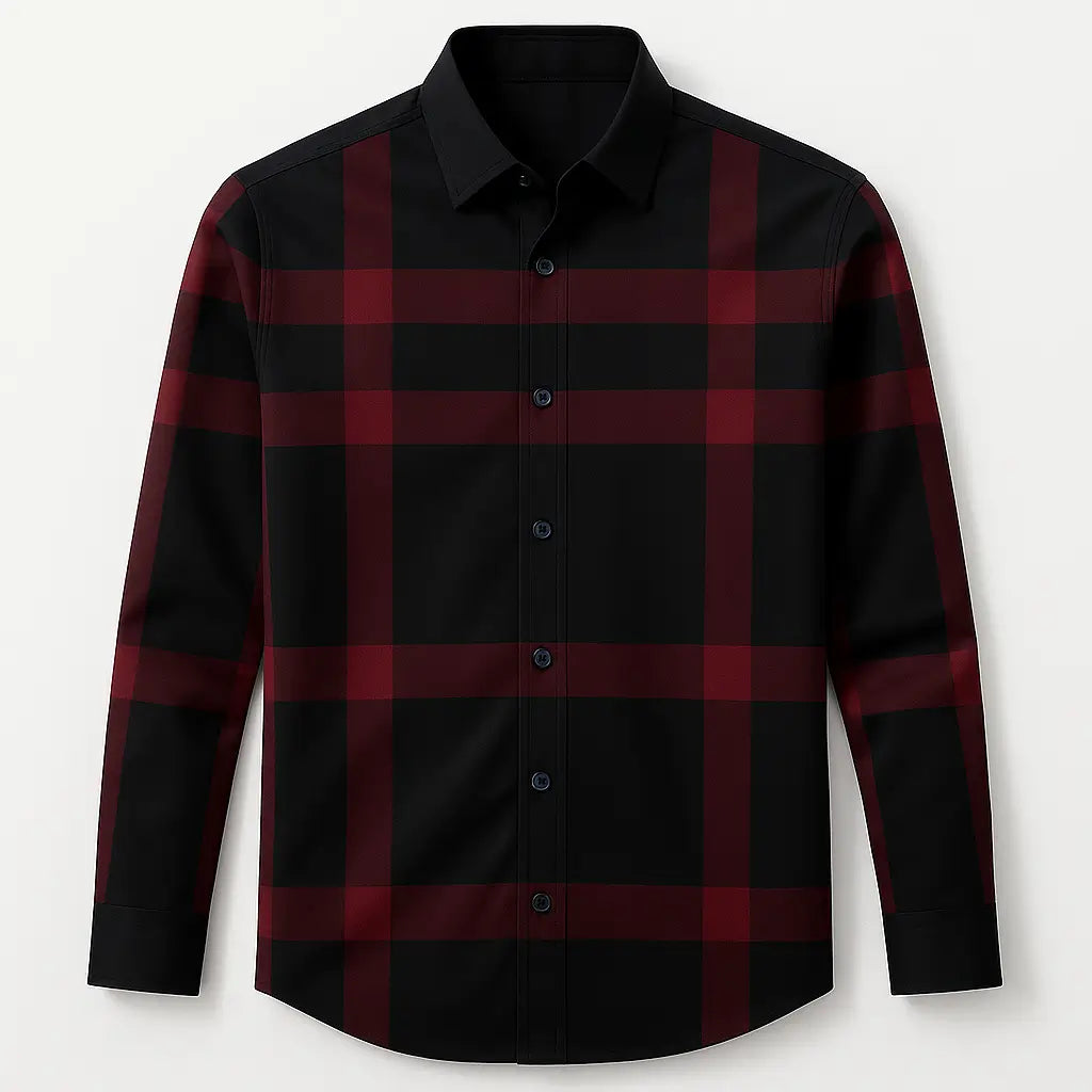 Camisa Masculina de Seda Xadrez