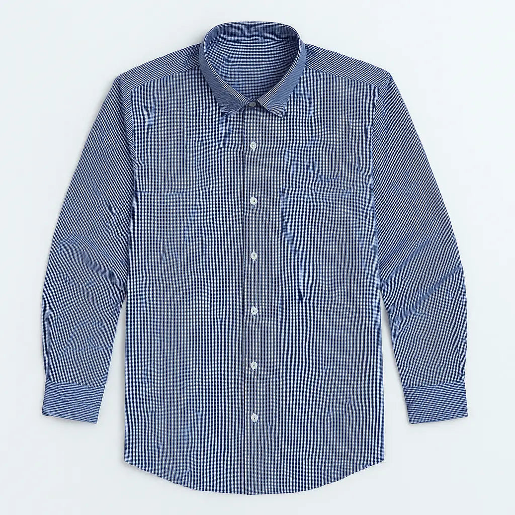 camisa social masculina slim fit listrada em algodão preto e branco, manga longa, dobrada com gola estruturada