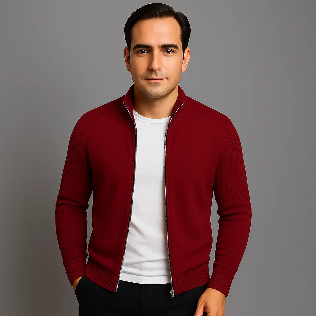 Cardigan Masculino Com Fecho Em Ziper