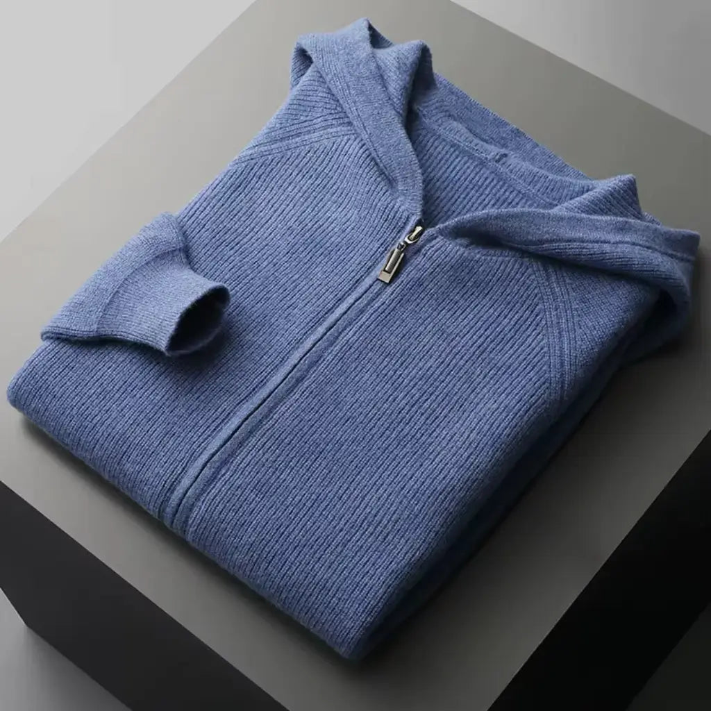 Cardigan Masculino com Capuz em Lã Merino 