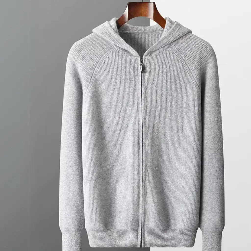 Cardigan Masculino com Capuz em Lã Merino 