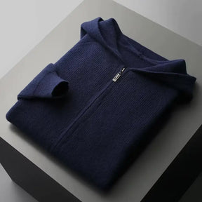 Cardigan Masculino com Capuz em Lã Merino 