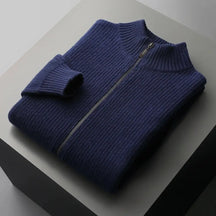 Cardigan Masculino de Lã Merino com Zíper - Essenza