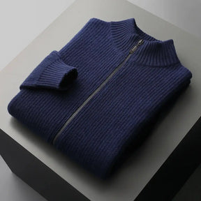 Cardigan Masculino de Lã Merino com Zíper - Essenza