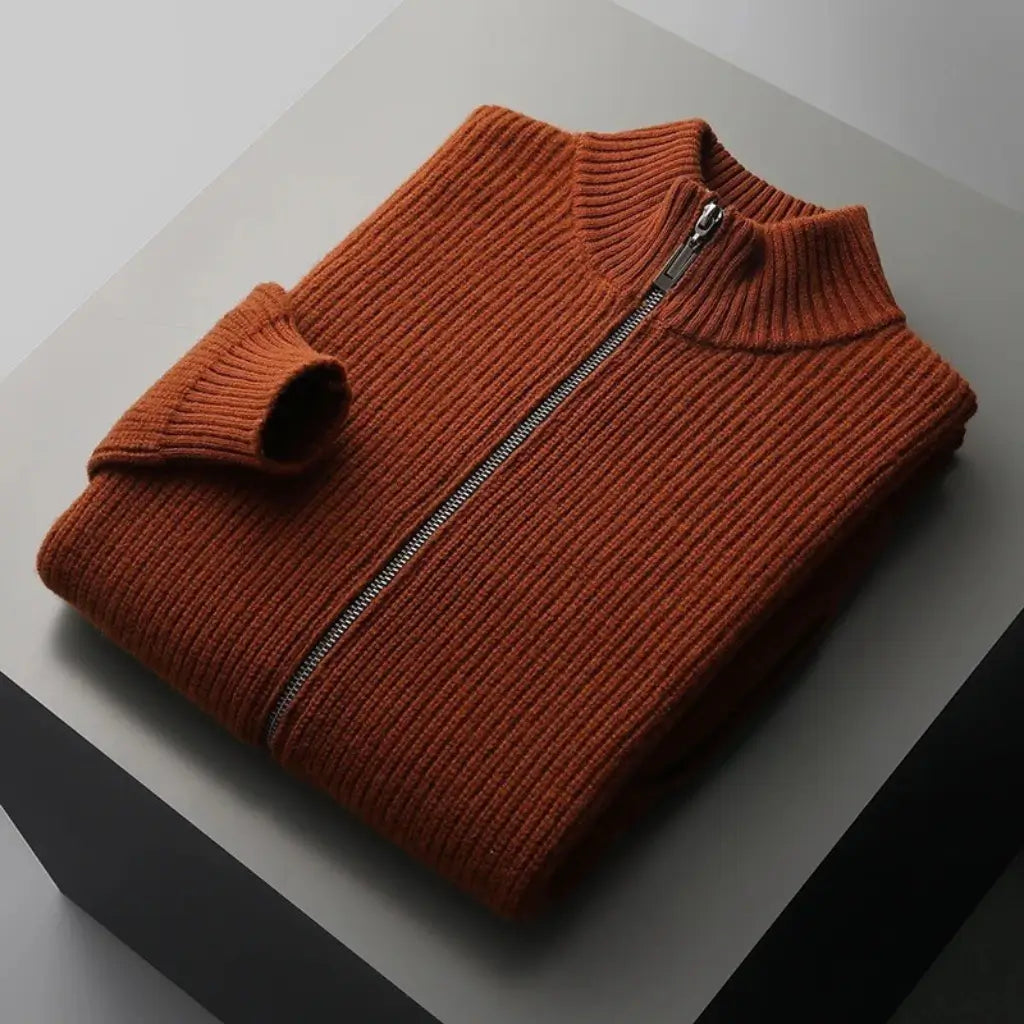 Cardigan Masculino de Lã Merino com Zíper - Essenza