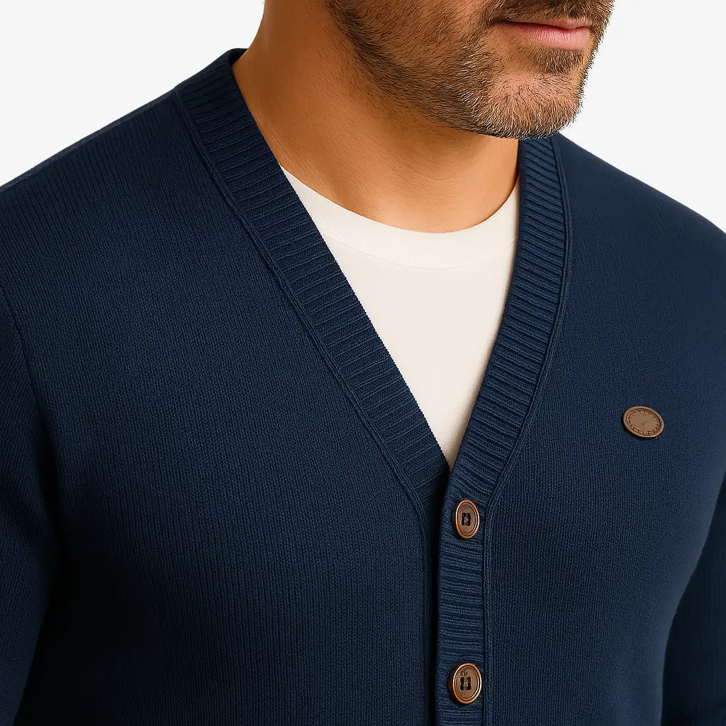 Cardigan Masculino de Tricô em Lã e Algodão