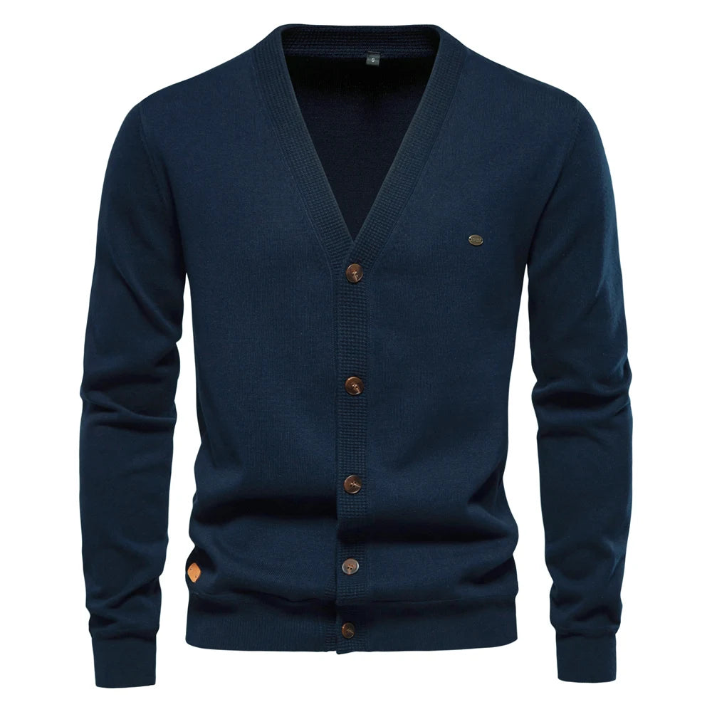 Cardigan Masculino de Tricô em Lã e Algodão