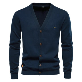 Cardigan Masculino de Tricô em Lã e Algodão