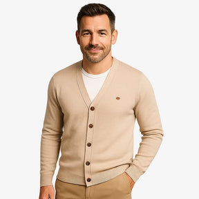 Cardigan Masculino de Tricô em Lã e Algodão