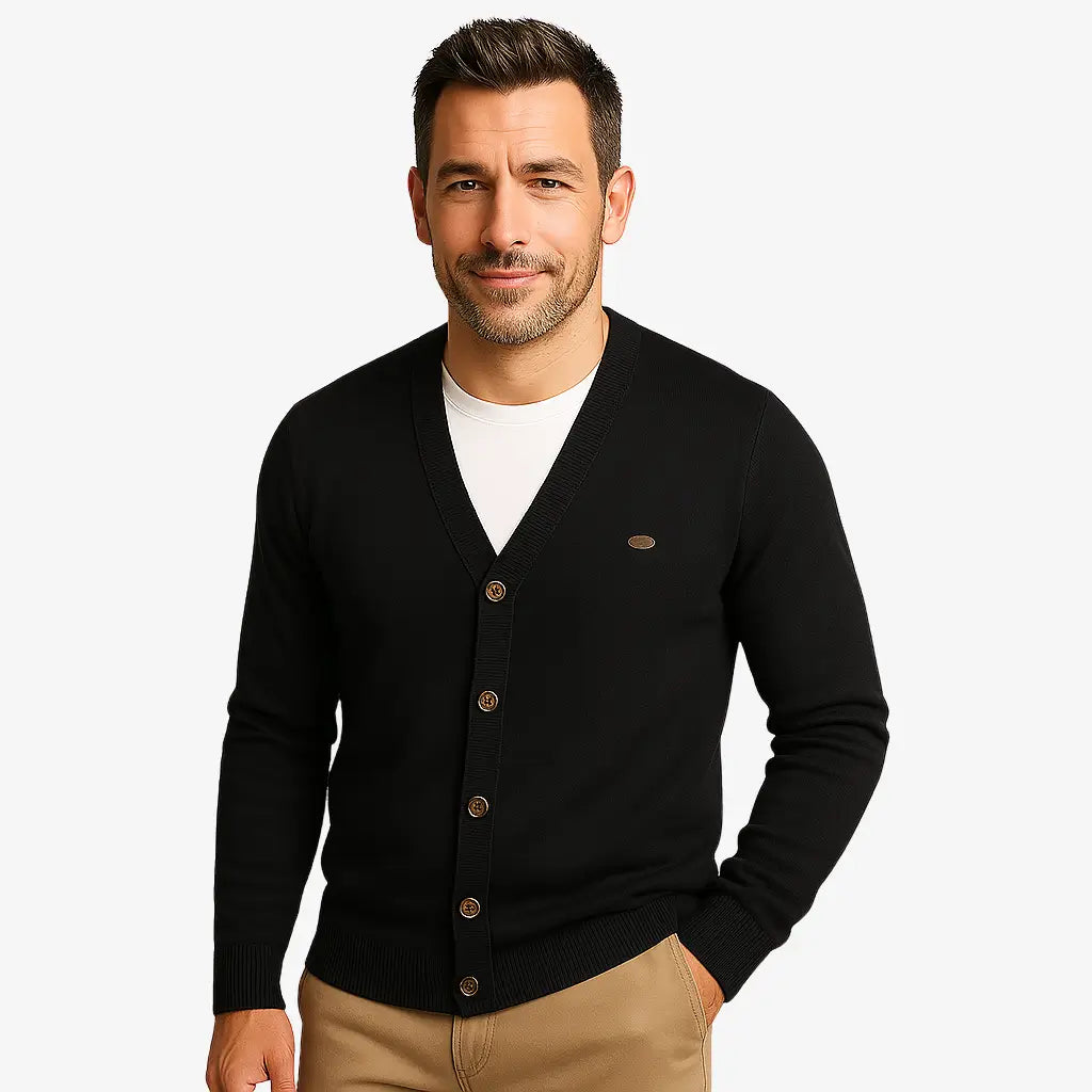 Cardigan Masculino de Tricô em Lã e Algodão