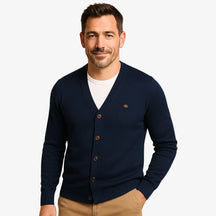 Cardigan Masculino de Tricô em Lã e Algodão