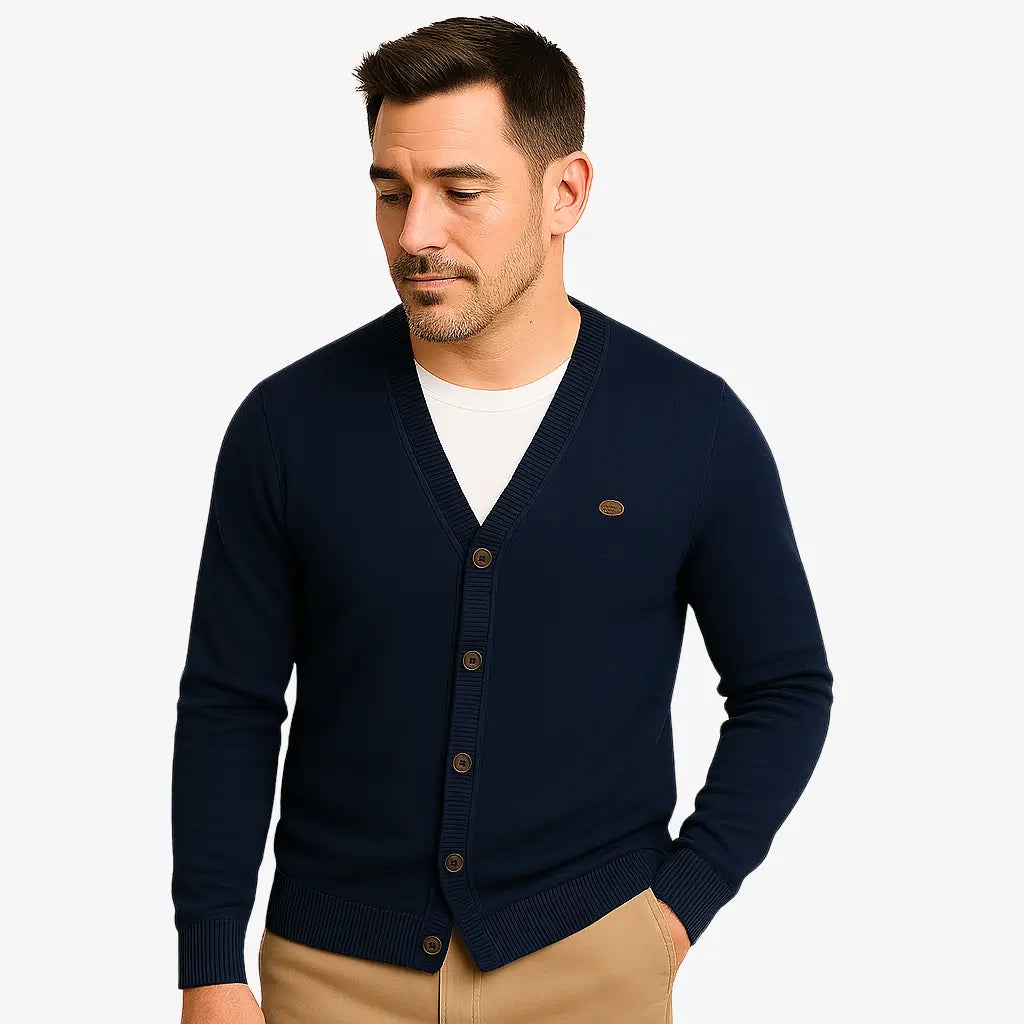 Cardigan Masculino de Tricô em Lã e Algodão