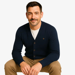 Cardigan Masculino de Tricô em Lã e Algodão